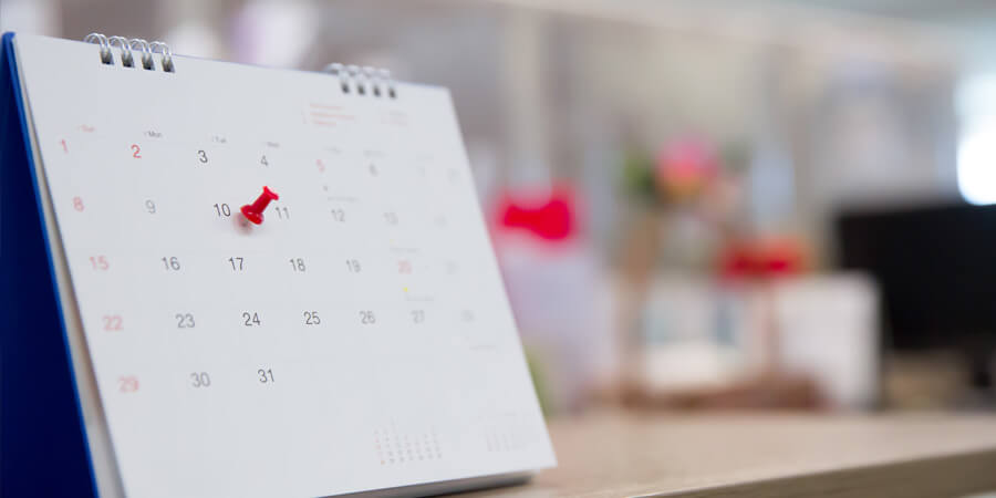 calendário representando o acúmulo de férias vencidas